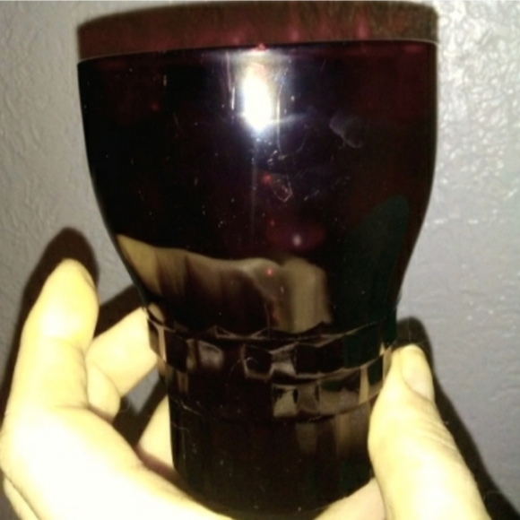 Vintage MCM Bar Glasses Royal Ruby Red 1950s Glass Windsor Faceted Cafecore 50s - Picture 4 of 5